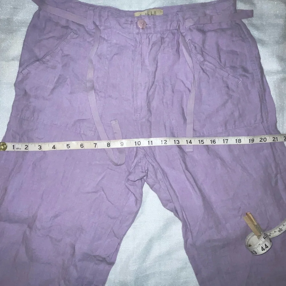 Linden Hill 100% Linen Purple Pastel Pants Relaxed Fit Cropped - Picture 10 of 12